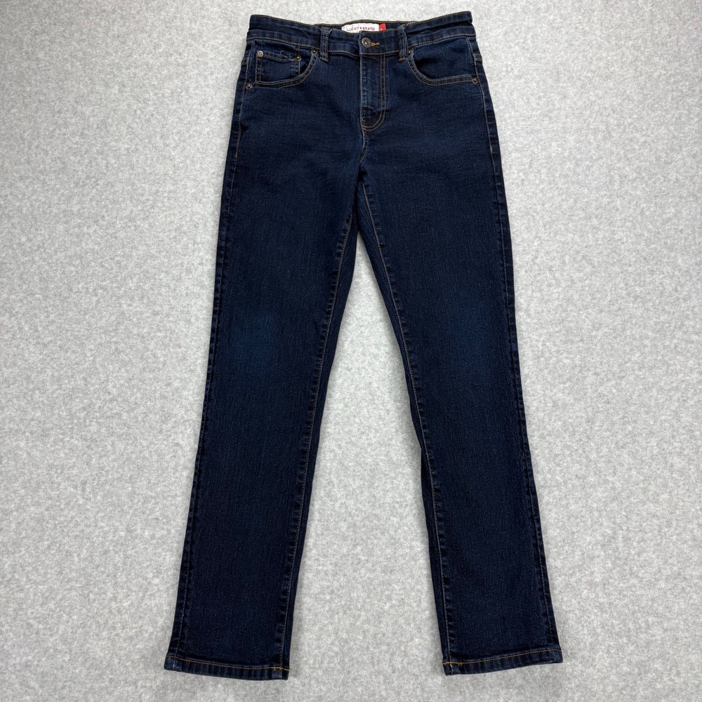 Lucky Brand Jeans Boys 14 Blue Dark Wash Denim Straight Stretch Classic Casual‎